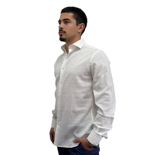Muška košulja lanena – Slim fit — Bela