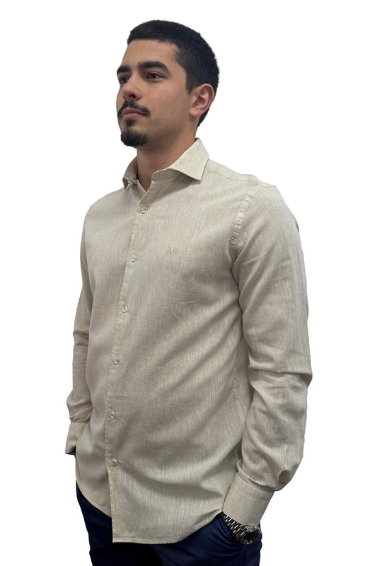 Muška košulja lanena – Slim fit — Bež