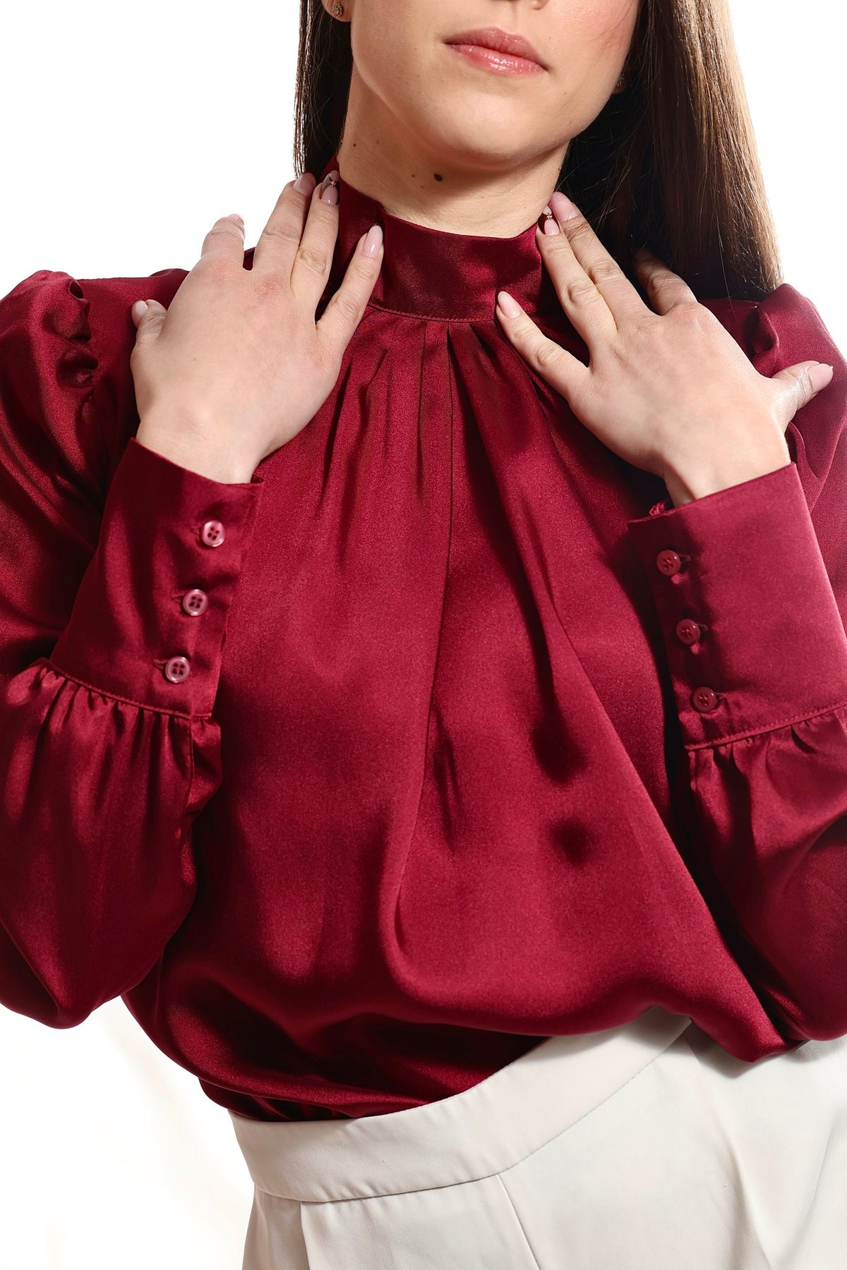 Bluza sa visokom kragnom - Bordo