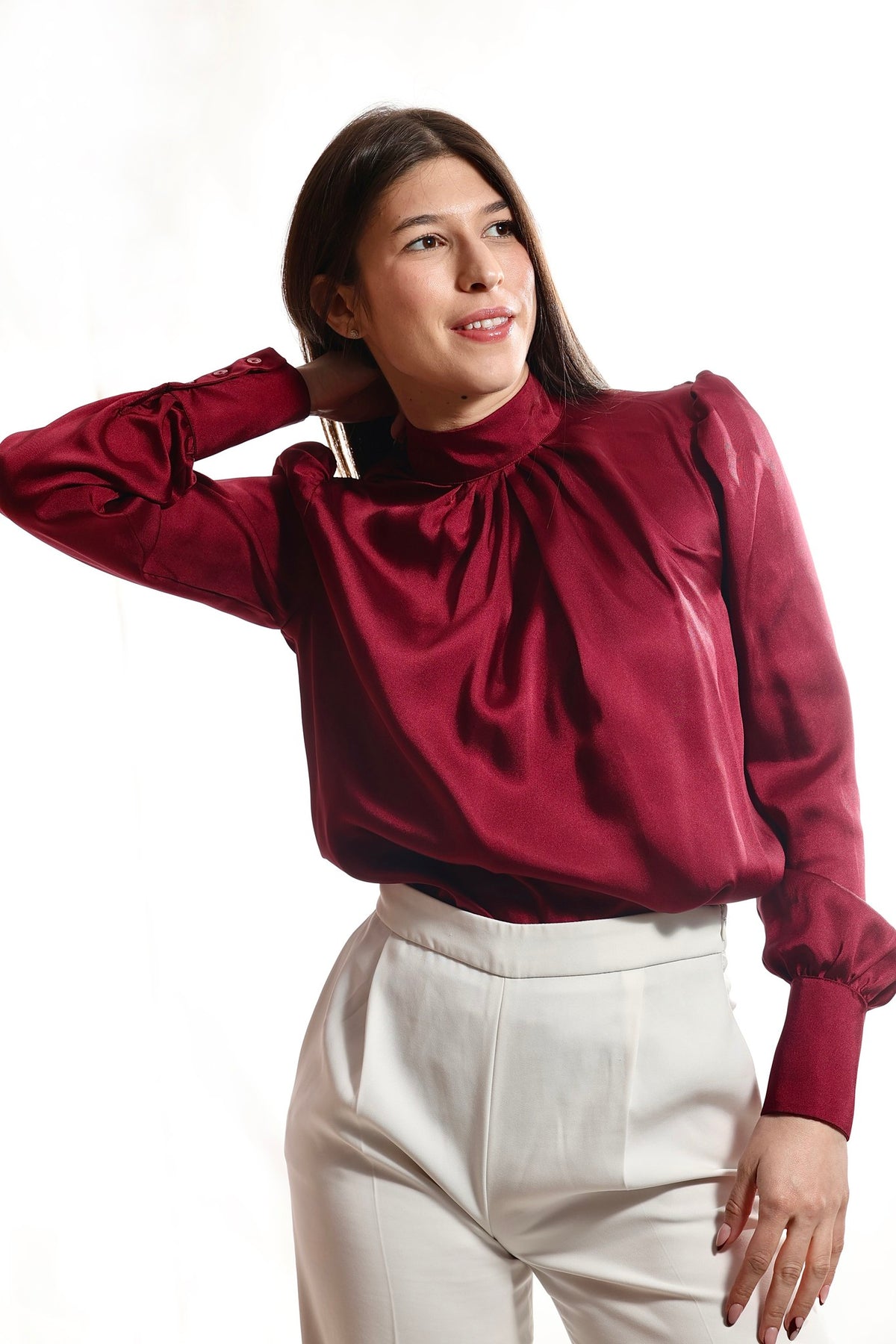 Bluza sa visokom kragnom - Bordo