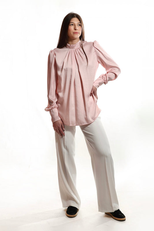 Bluza sa visokom kragnom - Roze