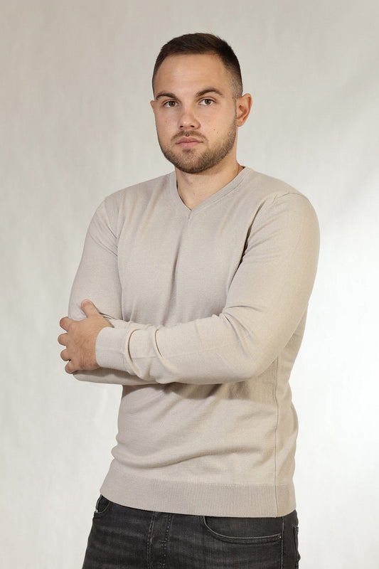 Džemper sa V izrezom - Bež