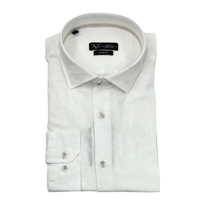 Muška košulja lanena – Slim fit — Bela