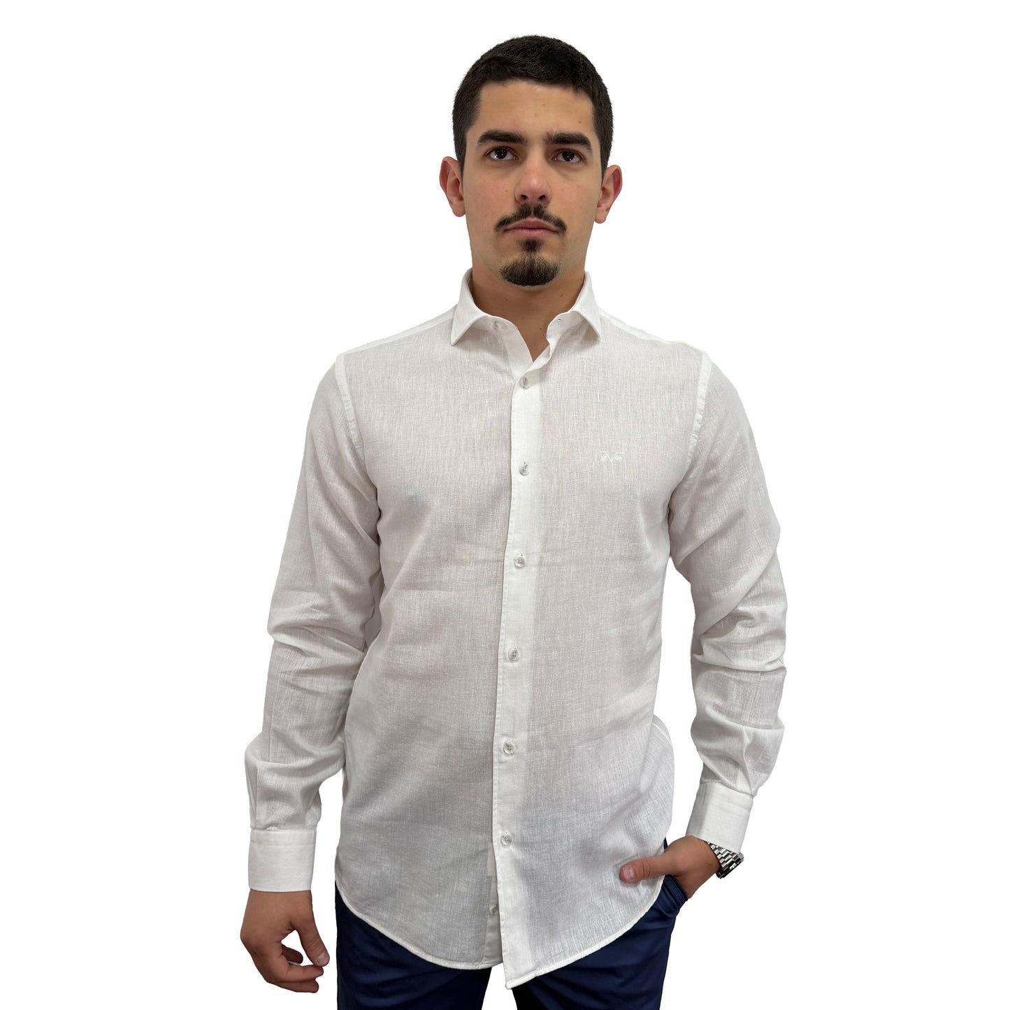 Muška košulja lanena – Slim fit — Bela