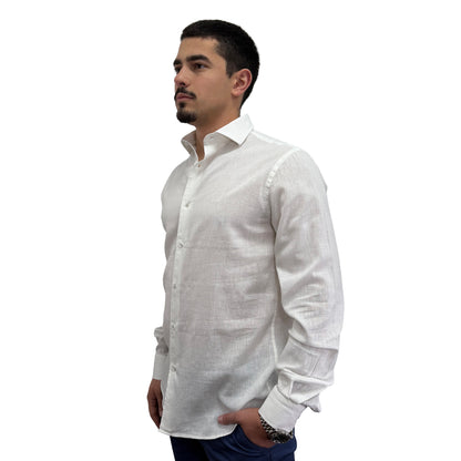 Muška košulja lanena – Slim fit — Bela