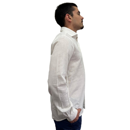 Muška košulja lanena – Slim fit — Bela