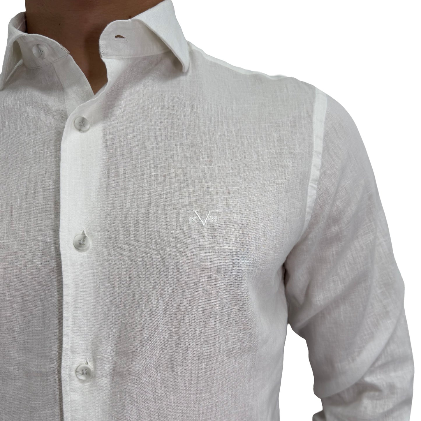 Muška košulja lanena – Slim fit — Bela