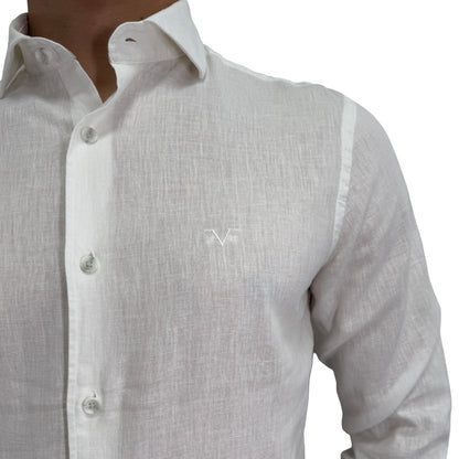 Muška košulja lanena – Slim fit — Bela