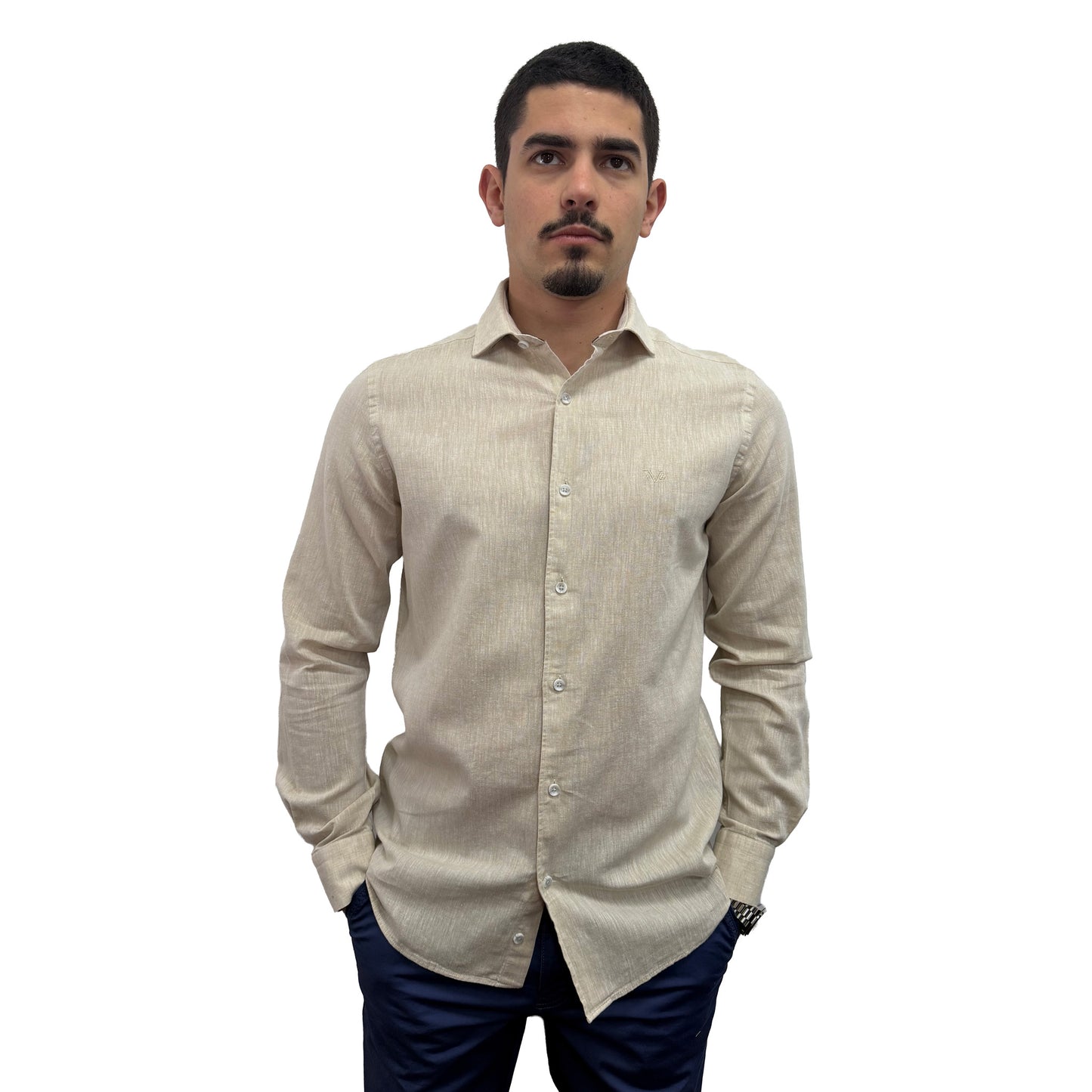 Muška košulja lanena – Slim fit — Bež