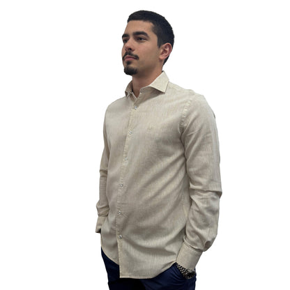 Muška košulja lanena – Slim fit — Bež