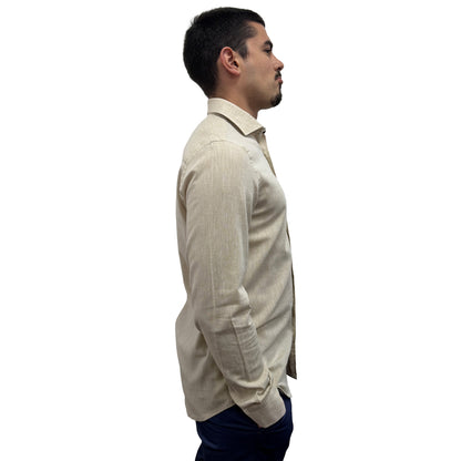 Muška košulja lanena – Slim fit — Bež