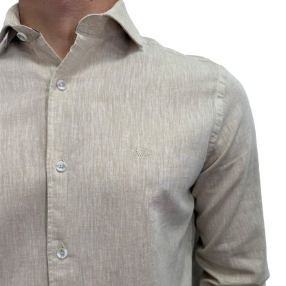Muška košulja lanena – Slim fit — Bež