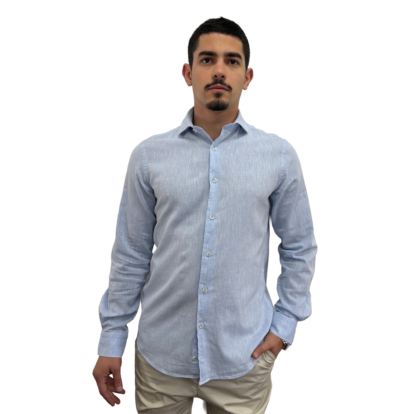 Muška košulja lanena – Slim fit — Svetlo plava