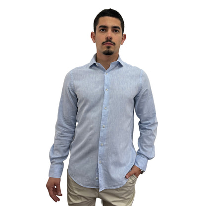 Muška košulja lanena – Slim fit — Svetlo plava