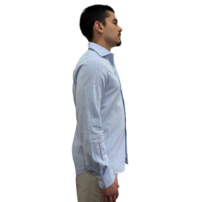 Muška košulja lanena – Slim fit — Svetlo plava