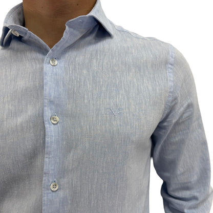 Muška košulja lanena – Slim fit — Svetlo plava
