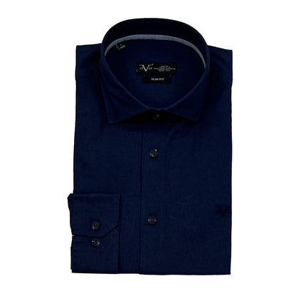 Muška košulja lanena – Slim fit — Teget
