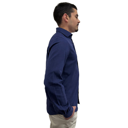 Muška košulja lanena – Slim fit — Teget