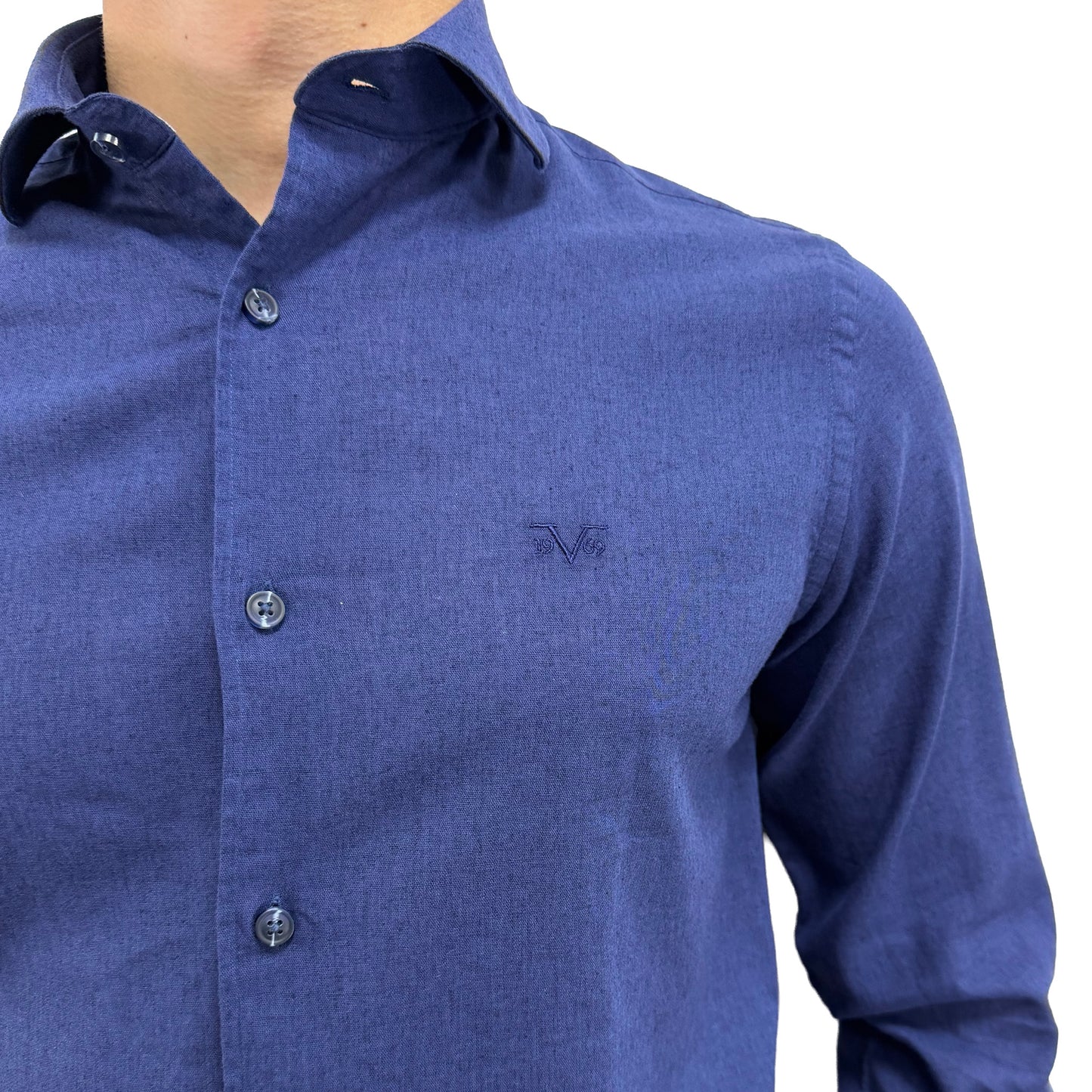 Muška košulja lanena – Slim fit — Teget
