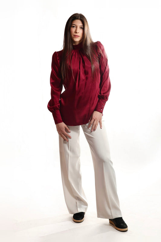 Bluza sa visokom kragnom - Bordo