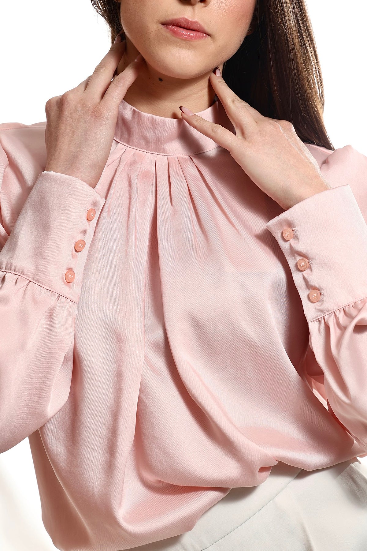 Bluza sa visokom kragnom - Roze