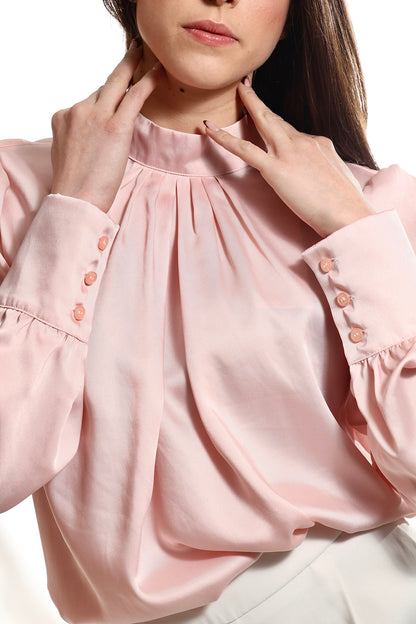 Bluza sa visokom kragnom - Roze